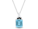 7.73 Carat (ctw) Blue Topaz and Black Sapphire Pendant Necklace in Sterling Silver with Chain